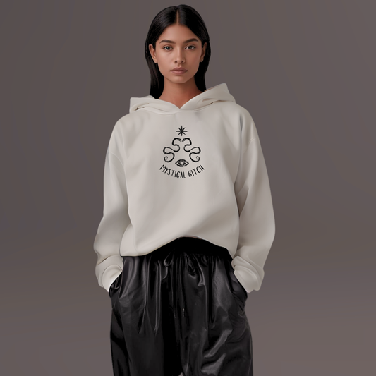 Sacred Talisman Relaxed Hoodie-Ecru